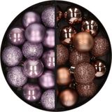 Kaemingk B.V. Boules de Noël en plastique - 28 pièces - Lilas, Violet et Marron - 3 cm