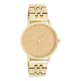 OOZOO Timepieces - Goudkleurige horloge met goudkleurige roestvrijstalen armband - C10557