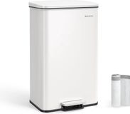 SONGMICS Vuilnisemmer keuken - Pedaalemmer - Afvalemmer - 40 liter - Met deksel - Staal - Soft-close - Wit