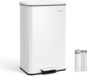 SONGMICS Poubelle de cuisine - Poubelle à pédale - Poubelle - 40 litres - Avec couvercle - Acier - Fermeture douce - Blanc