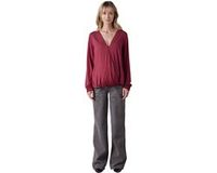 Envie de fraise Zwangerschapsshirt met blouse-effect vooraan, lange mouw, V-hals, bordeauxrood, maat 34-36