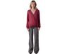 Envie de fraise Zwangerschapsshirt met blouse-effect vooraan, lange mouw, V-hals, bordeauxrood, maat 34-36