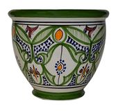 Treasures of Morocco Bloempot Marokkaanse Spaanse Tuin Afvoergat Keramische Planter Handgemaakte Veelkleurige