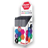 Pentel iZee BX470-A balpen met metalen clip, brede punt, 1 mm, zwart, 48 stuks
