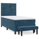 vidaXL Boxspringbed met matras, fluweel, donkerblauw, 140x190 cm