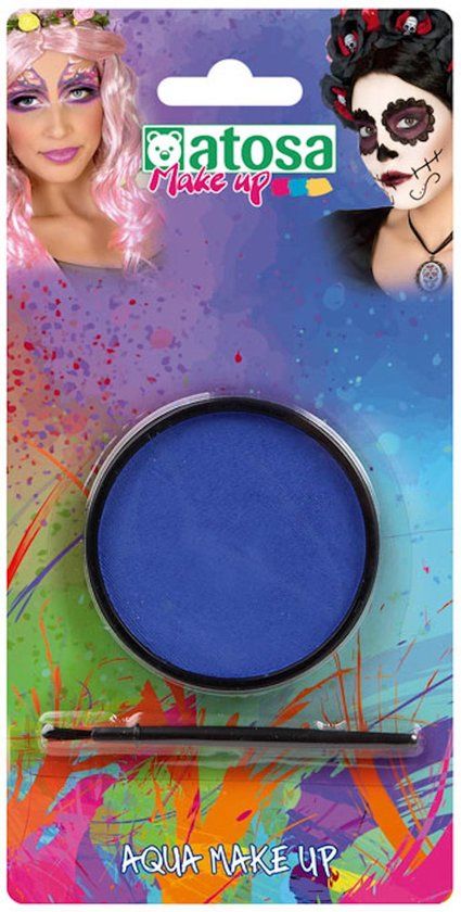 Atosa Aqua grimeer schmink met kwastje - blauw - 12 gram