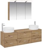 vidaXL Badkamermeubel Set 4 stuks Artisanaal eiken Bewerkt hout en glas