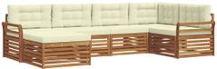 vidaXL Ensemble de salon d'angle 6 pièces Acacia Bois Naturel et Crème