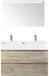 BES LED Maxx XL Badmeubelset 100 cm - Craft Oak - Wastafel Kube 2 Kraangaten met Sence Spiegel