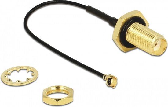 Delock Antennekabel SMA (V) naar I-PEX (M) 10 cm coaxiaal zwart