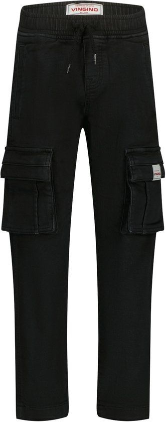 Vingino Claudio Jongens Straight Leg Jeans Katoen Polyester Elastaan Deep Black Maat 170