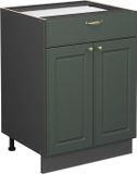 Vicco Fame-Line Meuble bas de cuisine – 60 cm avec tiroir, sans plan de travail Vert-Or Style champêtre