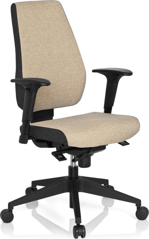 HJH OFFICE Pro-Tec 500 - Bureaustoel - Stof - Beige / grijs Bureaustoel PRO-TEC 500 stof beige / grijs