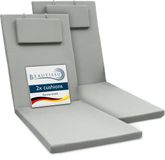 Beautissu 2x Kussen voor Ligstoel 200x60x5 cm Loft RL - Ligkussen UV-bestendige Ligstoelenkussen met Ritssluiting - Tuinmeubels Bekleding Lichtgrijs