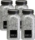 Mica Decorations decoratie stenen / granulaat - 4x - 650 ml - 1-2 mm - spiegel glas - siergrind