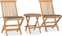 Prolenta Maison Exclusive 3-delige tuinset met kussens, inklapbaar, massief teak hout