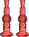 Merkloos / Sans marque Kaarsen kandelaar Florence - 2x - koraal rood glas - ribbel - D8,5 x H23 cm