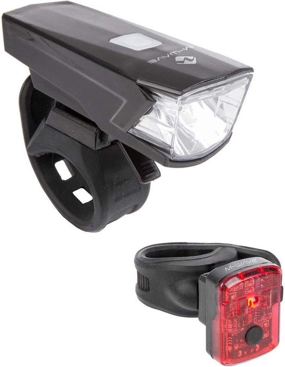 M-Wave Verlichtingsset Atlas 15 Usb Led Batterij Zwart/rood