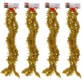 Merkloos / Sans marque Edco Eindhoven Bv Christmas Gifts Kerstslinger - 4x - goud - sterretjes - 270 cm - folie/lametta - kerstboomversiering