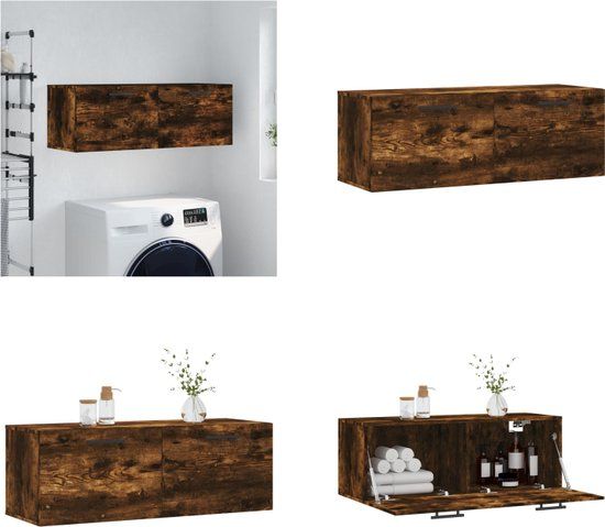 vidaXL Wandkast - 100x36,5x35 cm - bewerkt hout - gerookt eikenkleurig
