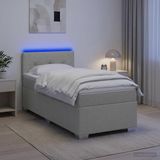 vidaXL Boxspringbed met matras en LED Lichtgrijs 100 x 200 cm Stof