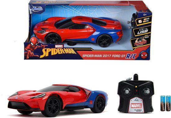 JADA TOYS Marvel Spider-Man RC 2017 Ford GT 1:16 RC modelauto voor beginners - Kleurloos