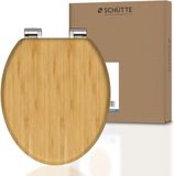 Markenlos Bamboe toiletbril met zachte sluiting, massief, draagvermogen 150 kg, hout