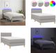 vidaXL Boxspringbed met matras en LED-verlichting, gris clair, 90x200 cm, stof