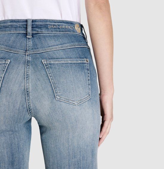 MAC DREAM WIDE Trousers Ladies W36 X L34 Light Blue Denim Regular Waist Wide Leg Fit