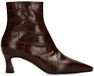 Manfield - Femme - Bottines à talon en cuir croco marron foncé - Taille 37