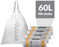 Strapper 100 Afvalzakken Grijs - Geschikt voor prullenbakken van Brabantia en Hailo - 60 liter