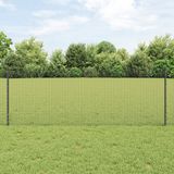 vidaXL Gelast draadhek met palen 50 x 0,8 m PVC-Coated Staal Grijs
