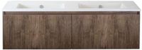 BES LED Frozen 3D Badmeubelset 140 cm - Bruin - MDF - Onderbouwkast en Keramische Wastafel