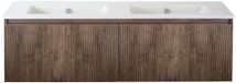 BES LED Frozen 3D Badmeubelset 140 cm - Bruin - MDF - Onderbouwkast en Keramische Wastafel