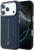Mercedes-Benz Leather Semi Wrap Iconic Line MagSafe Hoesje voor iPhone 17 Pro Max Donkerblauw