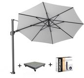 Platinum Challenger T2 zweefparasol 350 cm rond blanc avec pied de 90 kg et housse