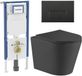 Geberit QeramiQ Dely Toiletset - 36.3x51.7cm - Diepspoel - Rimless - Geberit UP720 Inbouwreservoir - Softclose Toiletzitting - Mat Zwarte Bedieningsplaat - Rechthoekige Knoppen