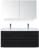 BES LED Dante Badmeubelset 120 cm - Black Oak - Keramische Wastafel Wit Enjoy met Spiegelkast