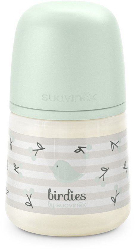 SUAVINEX – Birdies – Babystartset – 4 siliconen flessen – 0-6 m – Groen