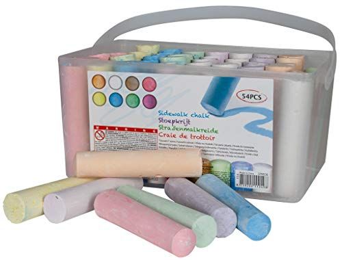 KOOPMAN JUMBO 54 Delige Stoepkrijt SET voor Buiten - Grote Stroepkrijt Emmer - 54 Stuks - Multicolor