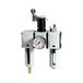 RIEGLER FU 637-1 Futura onderhoudseenheid driedelig met polycarbonaathouder, beschermmand en manometer, volautomatisch, bouwmaat 4, 0,1-1 bar, G 3/4"
