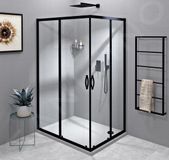 GELCO Douchehoek 100x80 cm, mat zwart/helder glas