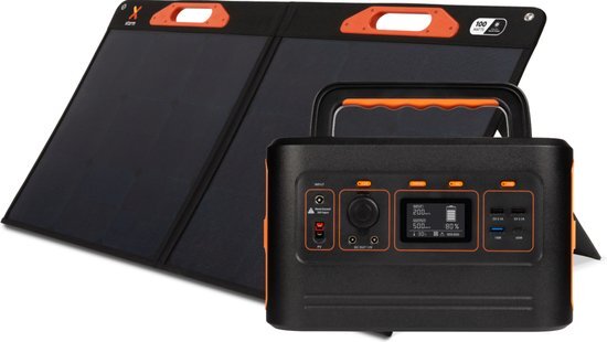 Xtorm / Powerstation met Zonnepaneel - 500W Powerstation + 100W Zonnepaneel - Power Pack Bundel / Zonnepanelen Compleet Pakket - Zwart