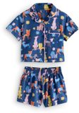 Next - Meisjes - Korte pyjama met doorlopende knopen - Blauw