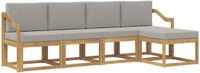 vidaXL - Buiten - bank - set - 5 - st - Wit - en - Lichtgrijs - Polyester