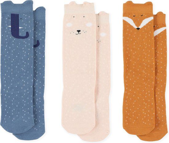 Trixie Knee high socks set van 6 paar - Konijn/Vos/Olifant 16-18