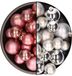 Decoris Kaemingk B.V. Kerstversiering kunststof kerstballen kleuren mix oud roze/zilver 4-6-8 cm pakket van 68x stuks