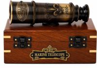 US HANDICRAFTS Dollond London 1920 Marine Collectible Dã©Cor Antiek gemonteerd massief messing 38,1 cm met houten golfdoos