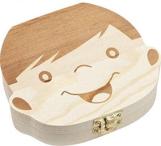 Jumada's Tandendoosje - Jongens - Bruin - Hout - Kraamcadeau - Melktandjes