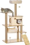 PawHut Krabpaal - Spaanplaat, Pluche - 60x40x130cm - Geel